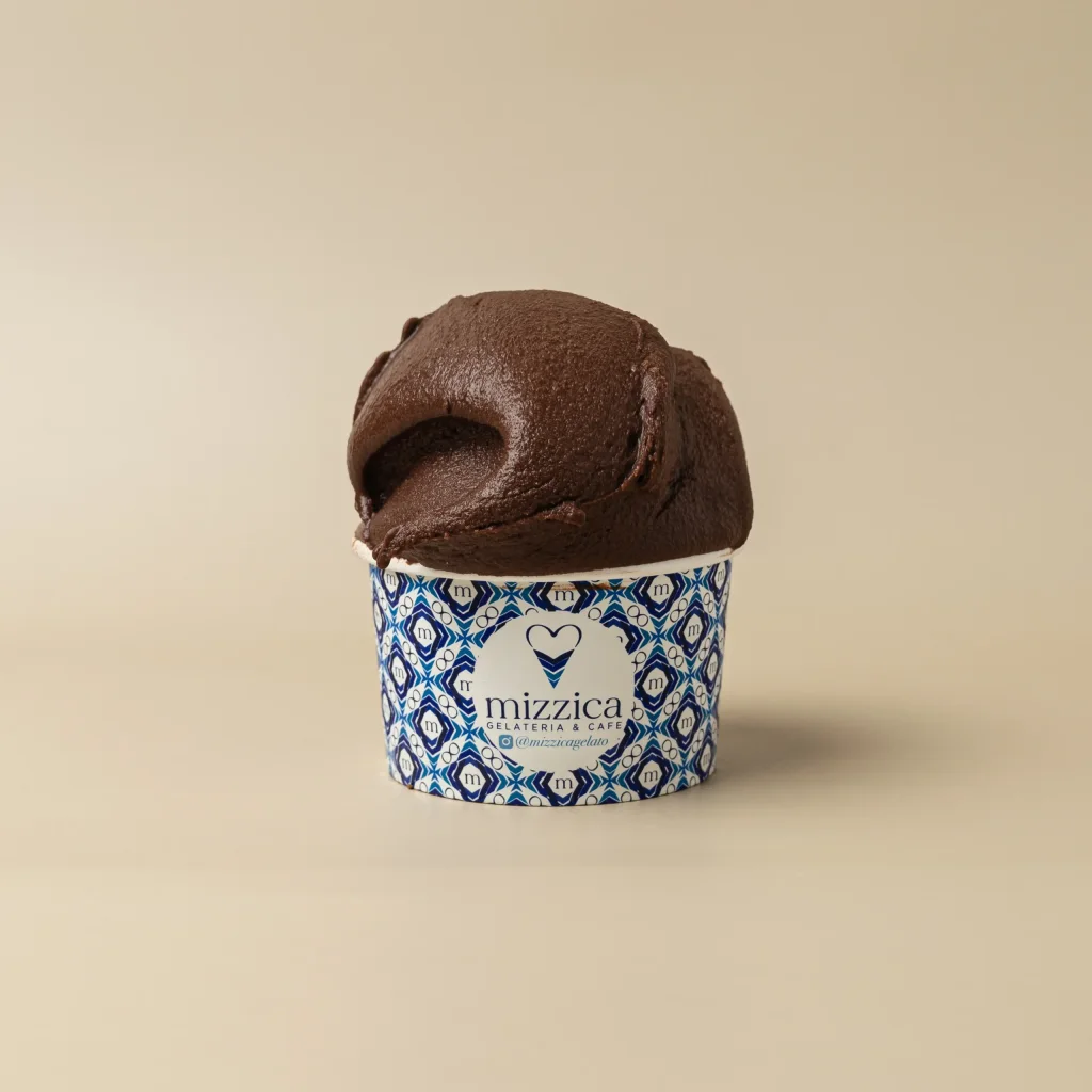 Dark Chocolate gelato in a Mizzica cup
