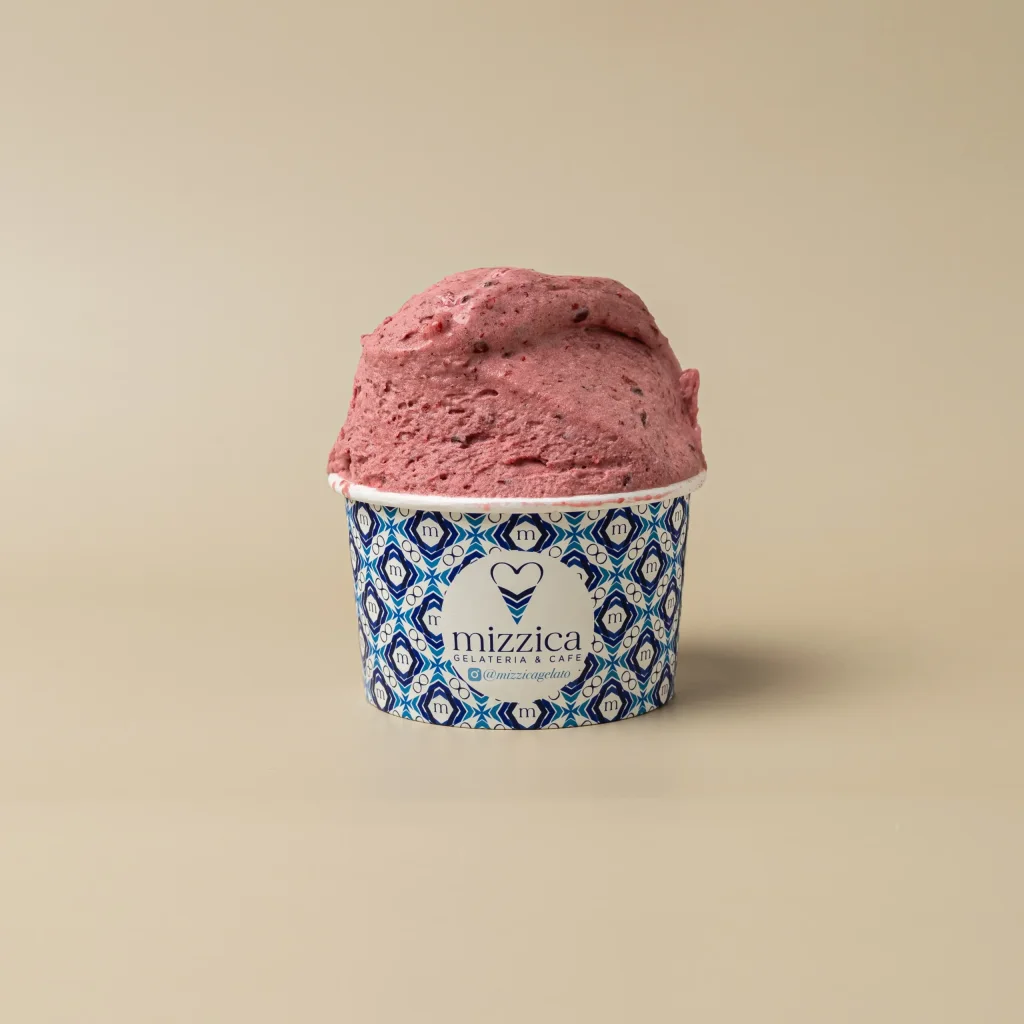 Mixed Berry gelato in a Mizzica cup