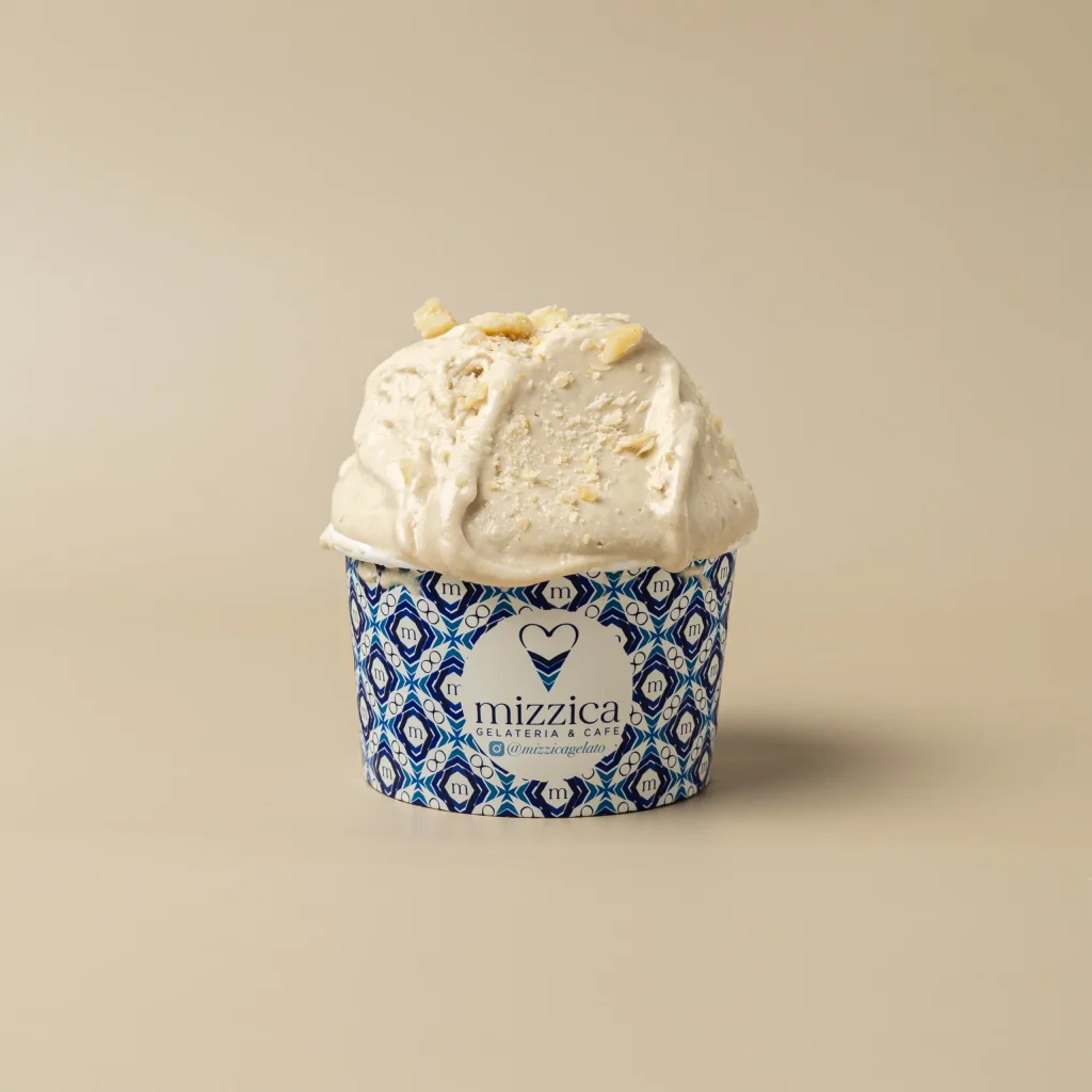 Nocciola (Hazelnut) gelato in a Mizzica cup