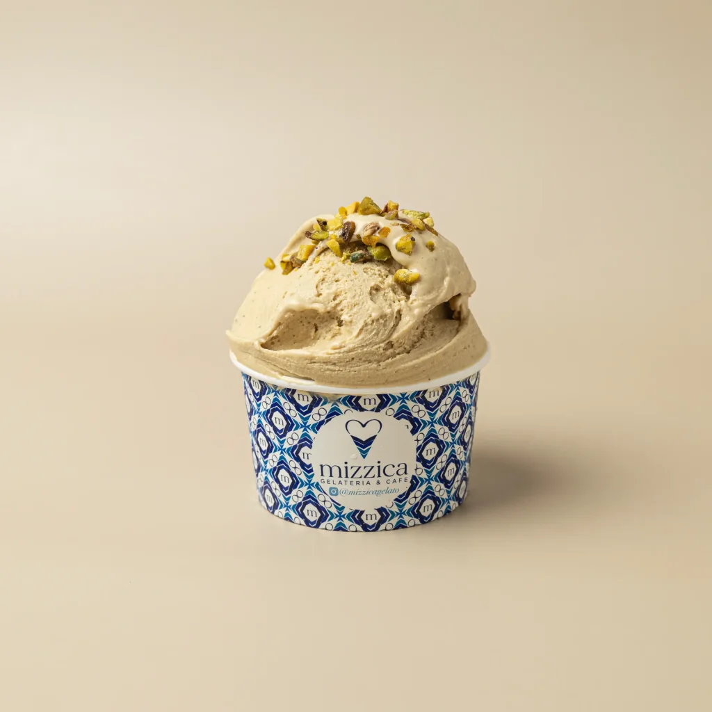 Pistacchio Siciliano gelato in a Mizzica cup